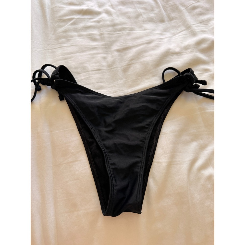 Hollister Black Side Tie Bikini Bottoms High Leg Swimwear Small - Picture 1 of 2